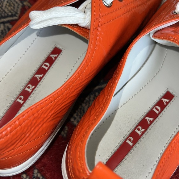 Prada | patent leather sneaker in orange | size EU 36 / US 7 - Picture 7 of 9